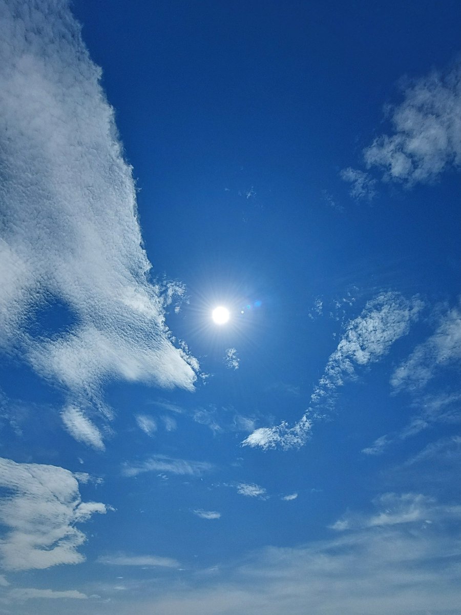 yumeasutw's tweet photo. #青空 にお日様ギラギラ✨竜の鱗のような雲が涼しげな土曜日の朝☀️
#鱗雲 に #穴あき雲 がぽっかり◯
予想最高/最低気温🌡️34℃/24℃
晴れのち曇り一時雨☀️→☁️|☔
午後は雲が多くなり雷、突風に御用心⛈️🌪️
#イマソラ #いまそら
#空の名前
#天気の図鑑 #雲の超図鑑
#a2024 #a0727 #a202407 #a2024074 https://t.co/Fjf1rJCOg9