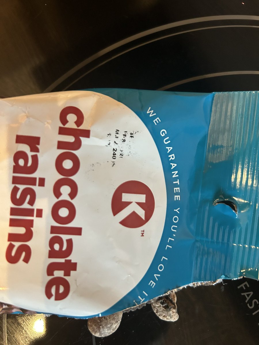 DrTyPerk's tweet photo. @CircleKStores Bought some chocolate covered raisins today at the hwy 98 foley store. Used my app number when I bought. Almost started eating and noticed they were whiteish…..what do you want me to do with these things? Can’t read the exp date https://t.co/wNyxTHantl