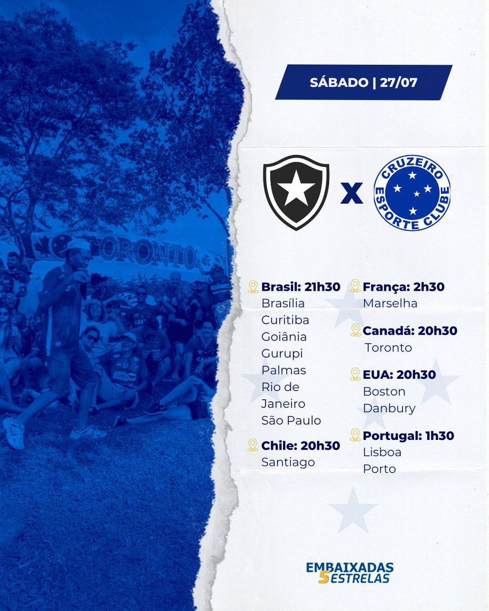 emb5estrelas's tweet photo. CRU-ZEI-RO OOO OOO!!!

Bora torcer e cantar! Amanhã é #DiaDeCruzeiro 🦊💙

#Embaixadas5Estrelas #CruzeiroEsporteClube https://t.co/aY9inVN7kl