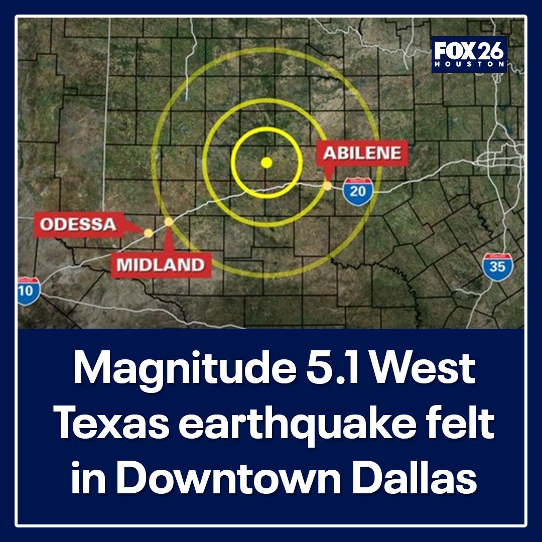 FOX26Houston's tweet photo. For the second day in a row, an earthquake has rattled homes in West Texas. Many people in North Texas also felt this one. https://t.co/tuFeT9Coh0 https://t.co/SxTTo8qQU3