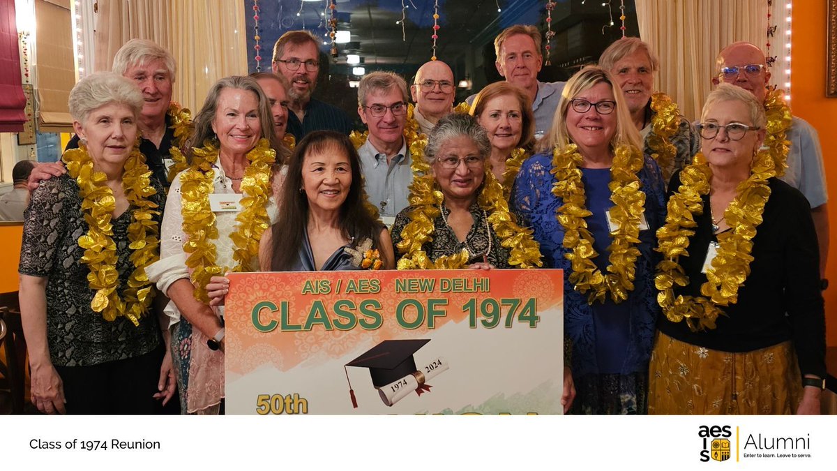 AESDelhi's tweet image. The AES Class of 1974 gathered the weekend of June 14-16, 2024, to celebrate their 50th high school graduation.

Good food, good friends, music, old and new memories that night contributed to an unforgettable weekend. Congratulations to the Class of 1974!

#AISAESAlumniCommunity