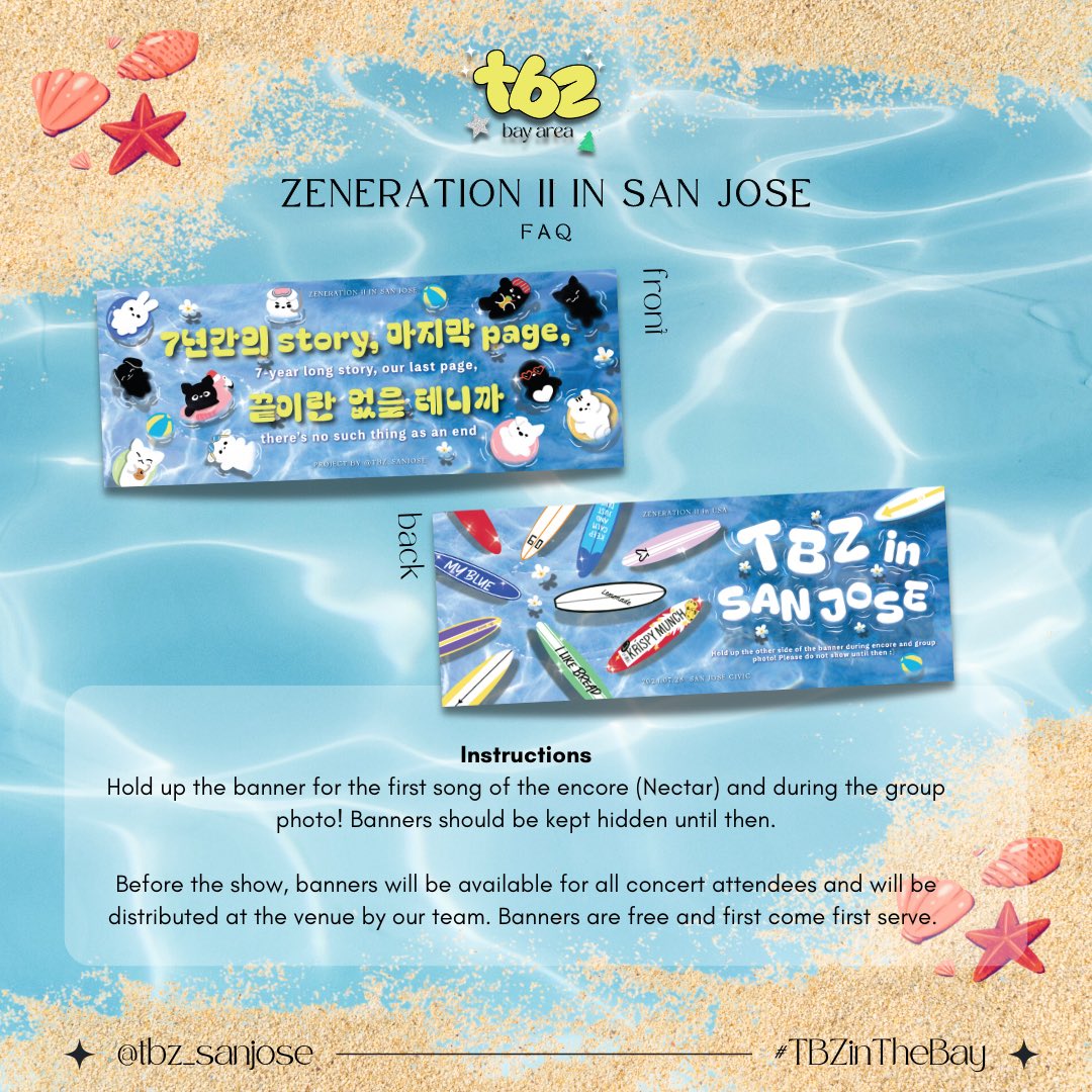 tbz_sanjose's tweet photo. 💞D-2💞

💞BANNER INSTRUCTIONS 

Our show is officially up next!! As a reminder, banners will be available for all concert attendees and are first come, first serve!

 #TBZinTheBay #더보이즈 #THEBOYZ #ZENERATION2 #TBZinSJ #더비 #deobi #theboyzsanjose #theboyzinsanjose https://t.co/c7djBdJeVo