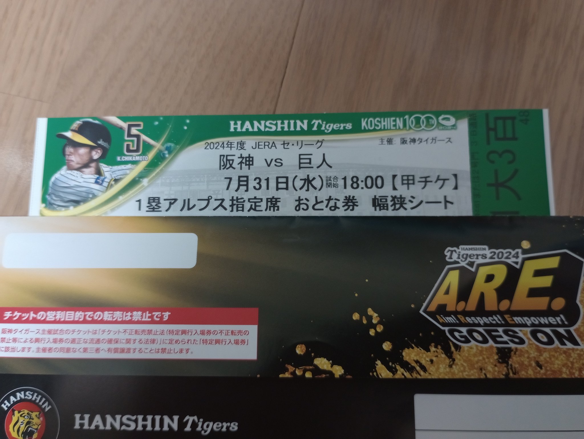 阪神タイガース 甲子園 チケット 一塁アルプス 3枚(甲子園球場 阪神タイガース 甲子園 チケット 一塁アルプス 3枚(甲子園球場