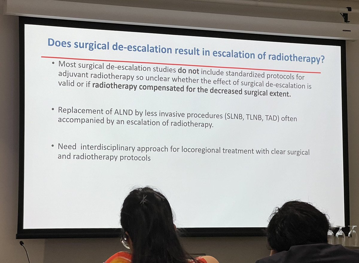 janiceyehRO's tweet image. Desperate plea 🙏to our #breastsurgeon colleagues to include breast #radoncs when designing surgical de-escalation trials so we have clearer #radiotherapy recommendations and not feel the need to “escalate RT” 😶
Beautifully summarised by Prof Elinor Sawyer @BCTrialsANZ #bct2024