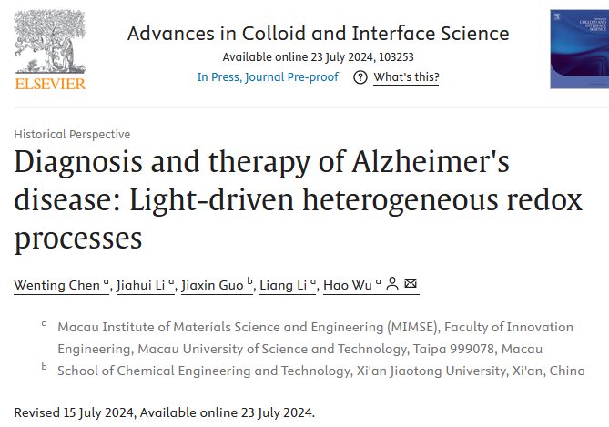 Our recent review paper critically appraises the advances in Alzheimer's disease early diagnosis and therapy employing heterogeneous light-driven redox processes. For more information: sciencedirect.com/science/articl… #Alzheimer #Biosensor #Biomaterials