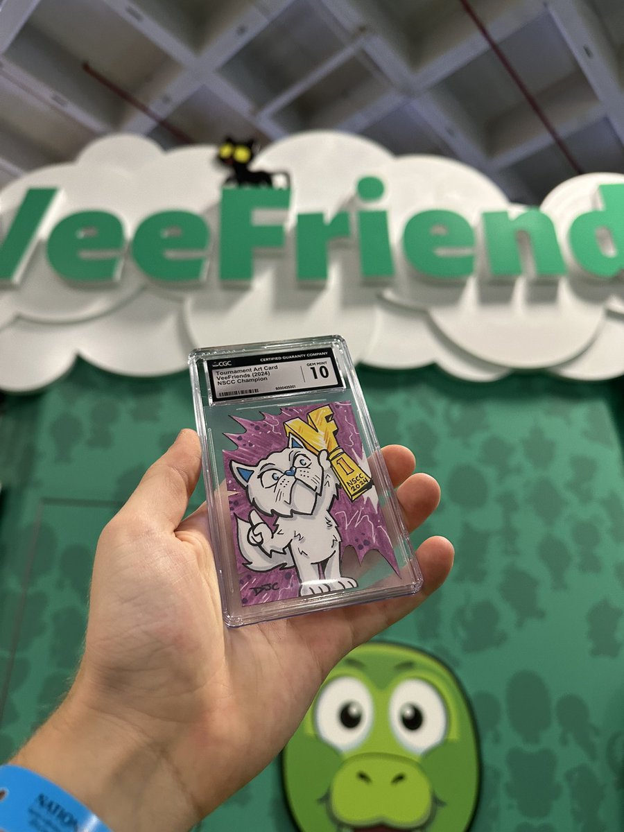 VeeFriendsCards's tweet photo. YOUR FIRST EVER #VEEFRIENDSCARDS SANCTIONED TOURNAMENT WINNER! 

GIVE A TROPHY TO @TheStarsPodcast in the comments! Going home with the 1/1 NSCC Trophy Card 🏆 https://t.co/tUs9pgw7AB