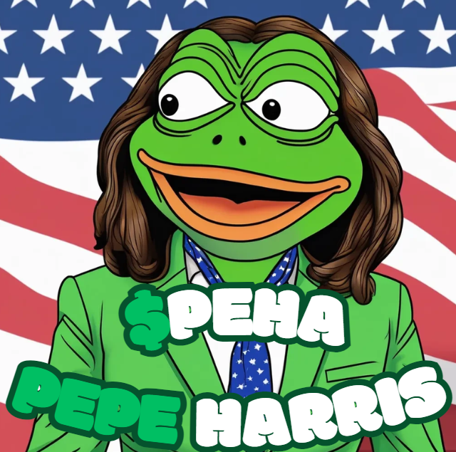 PepeHarrisETH's tweet photo. $PEHA - Let's make America Green Again 🐸

#PepeHarris #KamalaHarris #Harris 

#America #Crypto #usa #altseason https://t.co/5O4nx5n54S