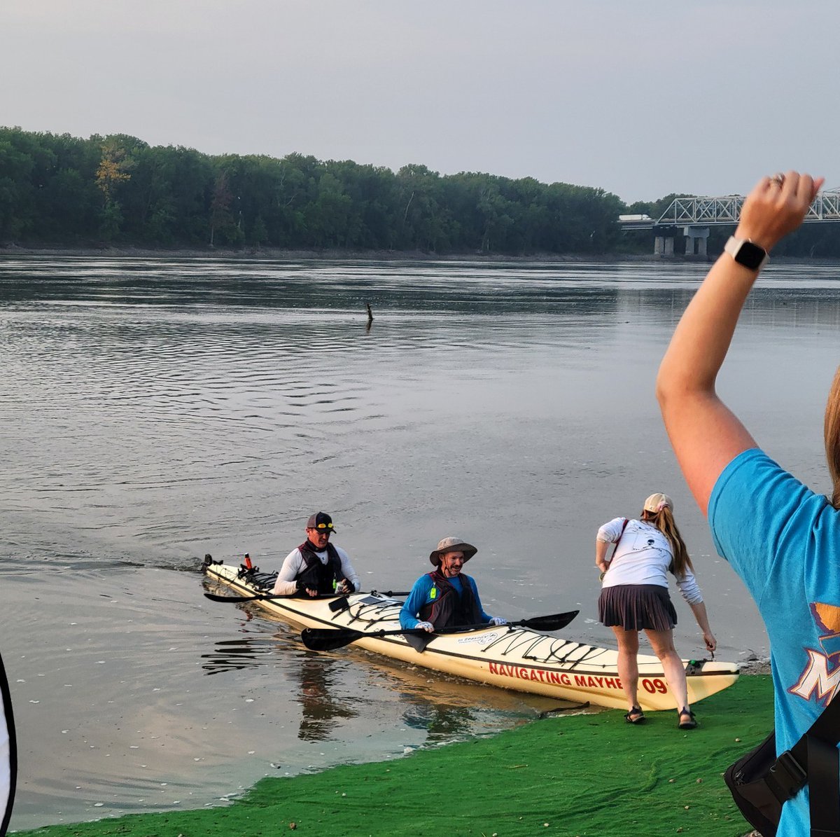SCCMOPD's tweet photo. 2 members of the #SCC Cyber Crime Task Force completed the #MR340.
Approximately 690 racers began the 340 mi, nonstop paddle race along the Missouri River, ending this week in St. Charles.
Both Det. Altman Det. Hollingsworth completed the feat in a little more than 3 days. https://t.co/EPZzCC4Q9l