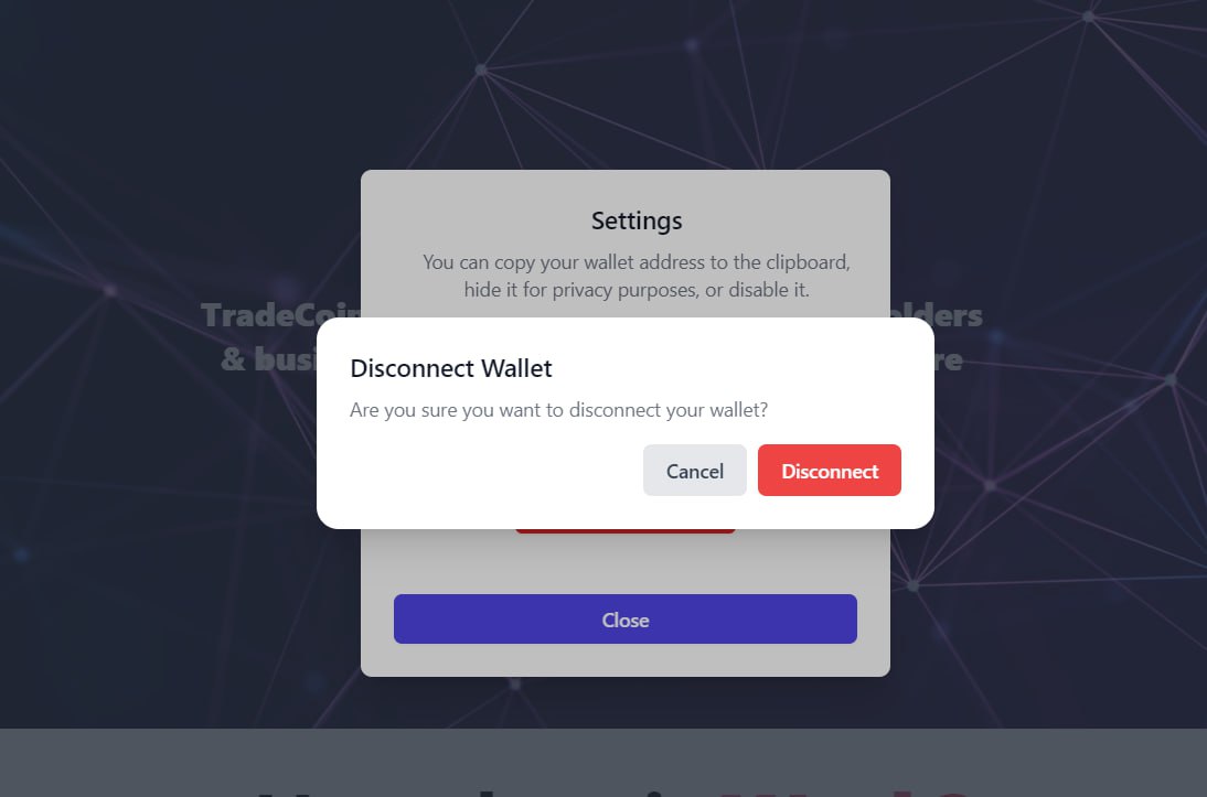 _TradeCoin_'s tweet photo. 📚Added confirmation of disabling the wallet

https://t.co/WboMMx21jU 

$mina #MINA #Mina https://t.co/06bJOyUrJr