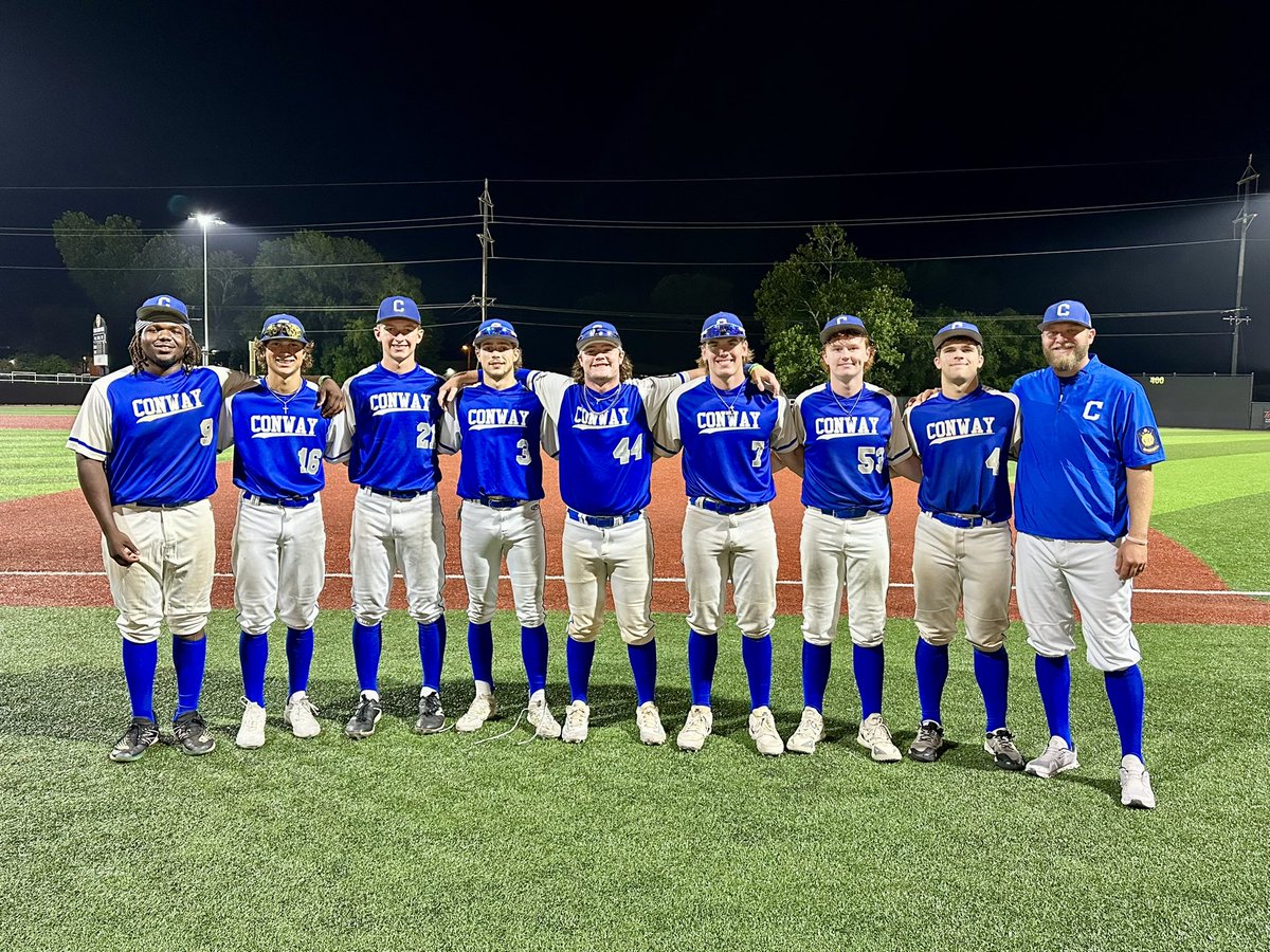 Congrats &amp; Good Luck to all the Conway Legion players headed off to play college baseball this fall! 
UCA
Carter Alexander 
Luke Carner

SouthArk
Carson Zachary 

Lyon College
Andrew James

National Park 
Ty Ruby

Three Rivers
Kaden Brooks
Will Thomson

Continued…..