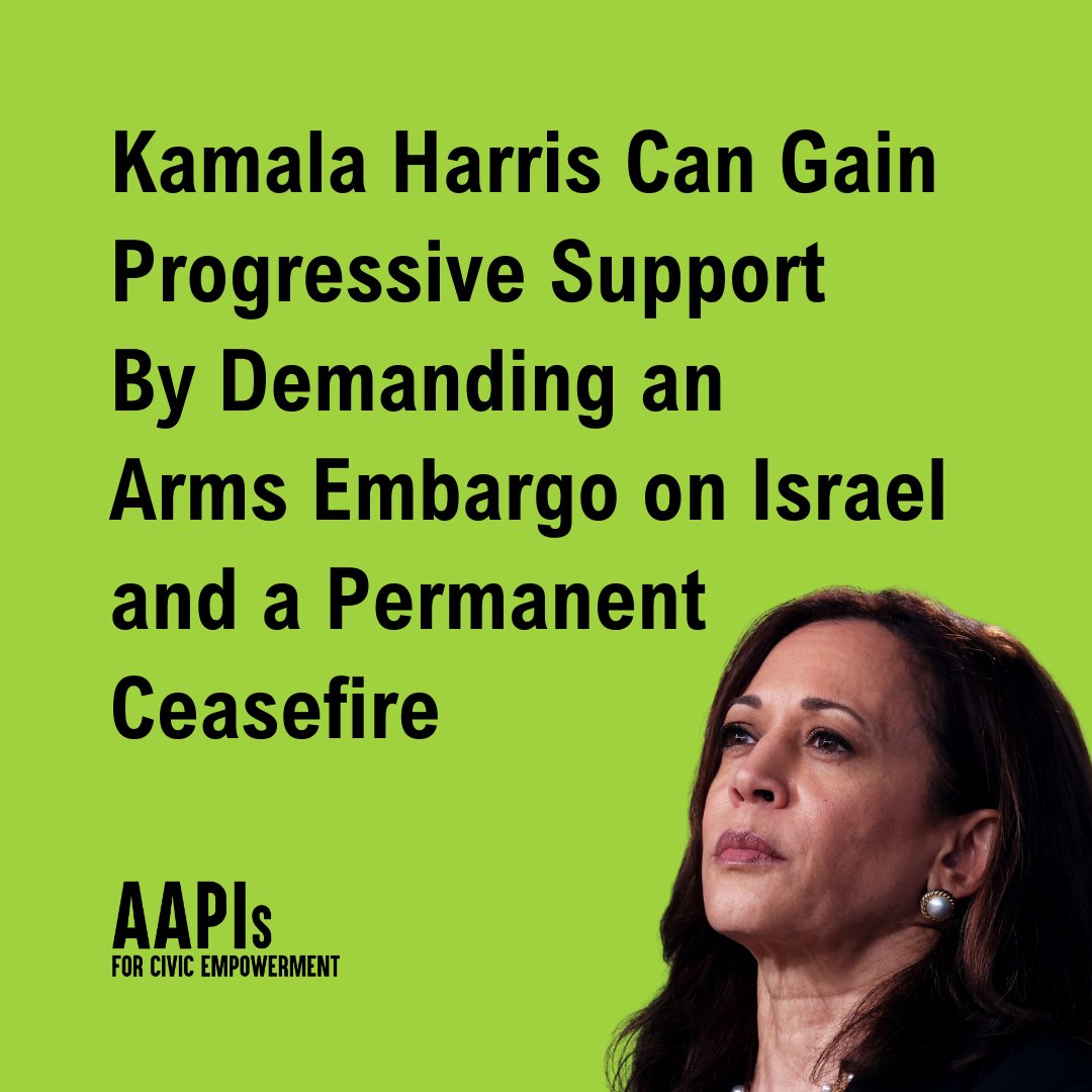 Statement: <a href="/VP/">Vice President JD Vance</a>  Kamala Harris Can Gain Progressive Support By Demanding an Arms Embargo on Israel and a Permanent Ceasefire  #NotAnotherBomb bit.ly/harris-ceasefi…