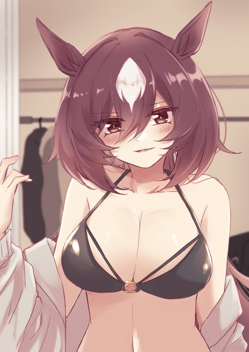 シリウスシンボリ(ウマ娘) 「これは水着の試着をしているシリチャンなんですが、ちょっと胸を盛りすぎたなと反省し」|ゆぐれ🌟娘19🌟RFA277日目のイラスト