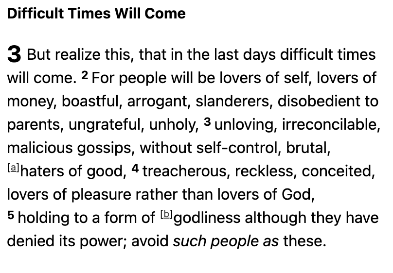 2 Timothy 3:1-5