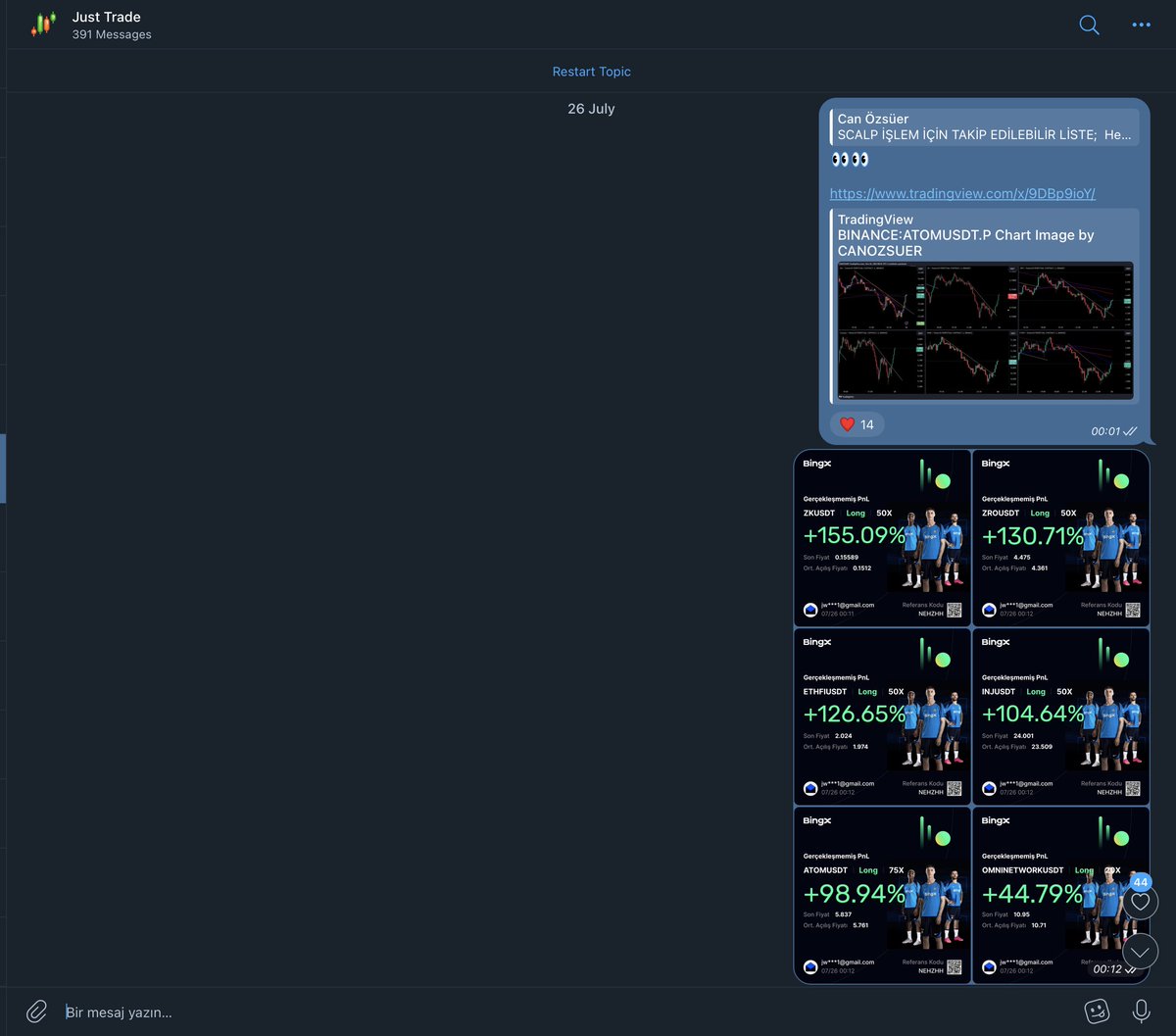 5- Just Trade: Sadece Adminlerin paylaşımları.