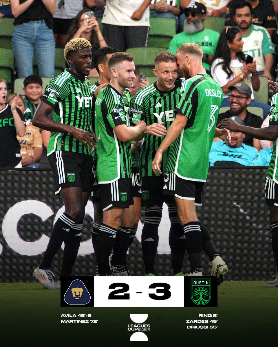 MLS's tweet photo. 10-man @AustinFC take down Pumas to earn their first-ever @LeaguesCup win. 🙌 https://t.co/Med1PHZCSN