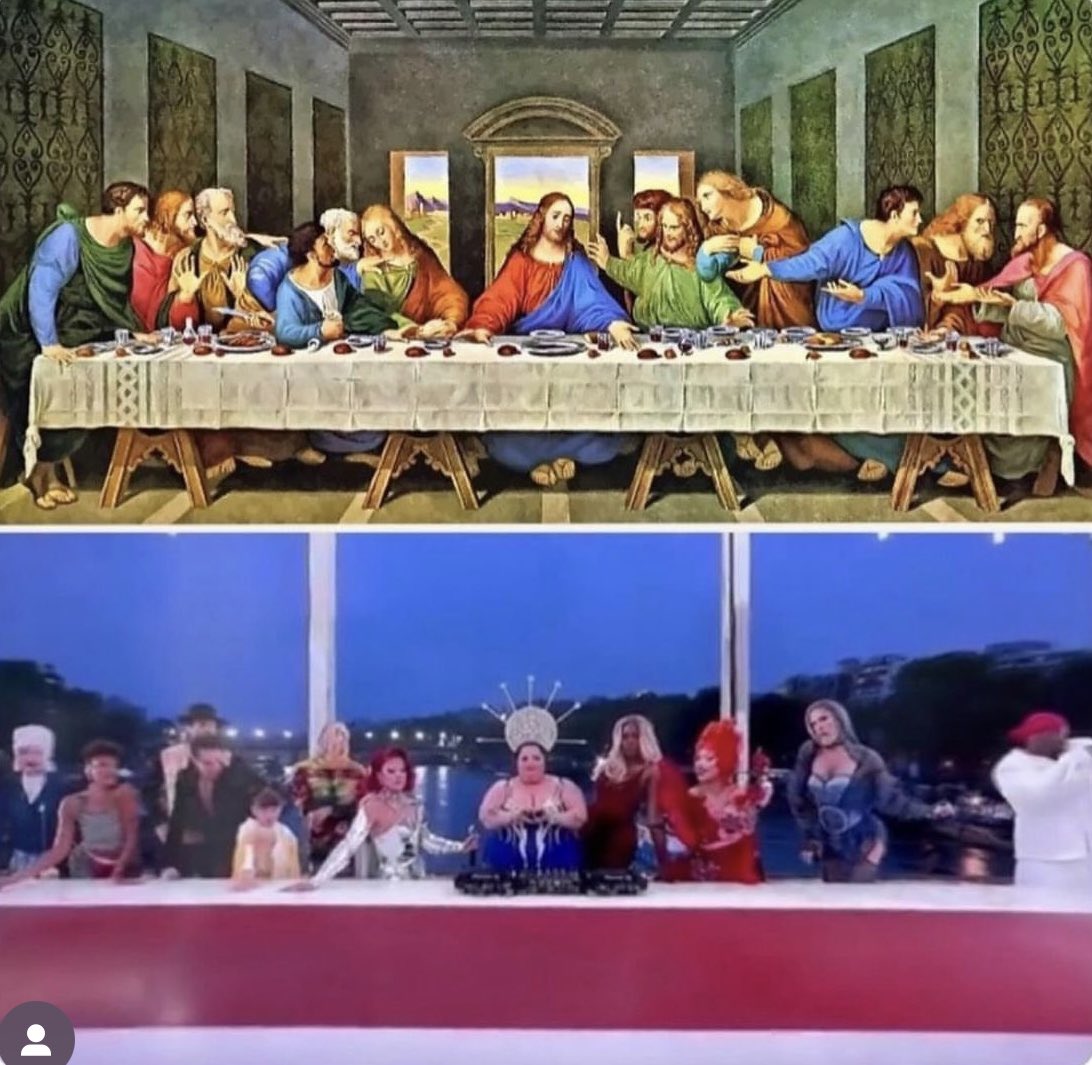 Los JJOO burlándose abiertamente del Cristianismo. 

Le hacen algo remotamente similar al Islam y les incendian Francia