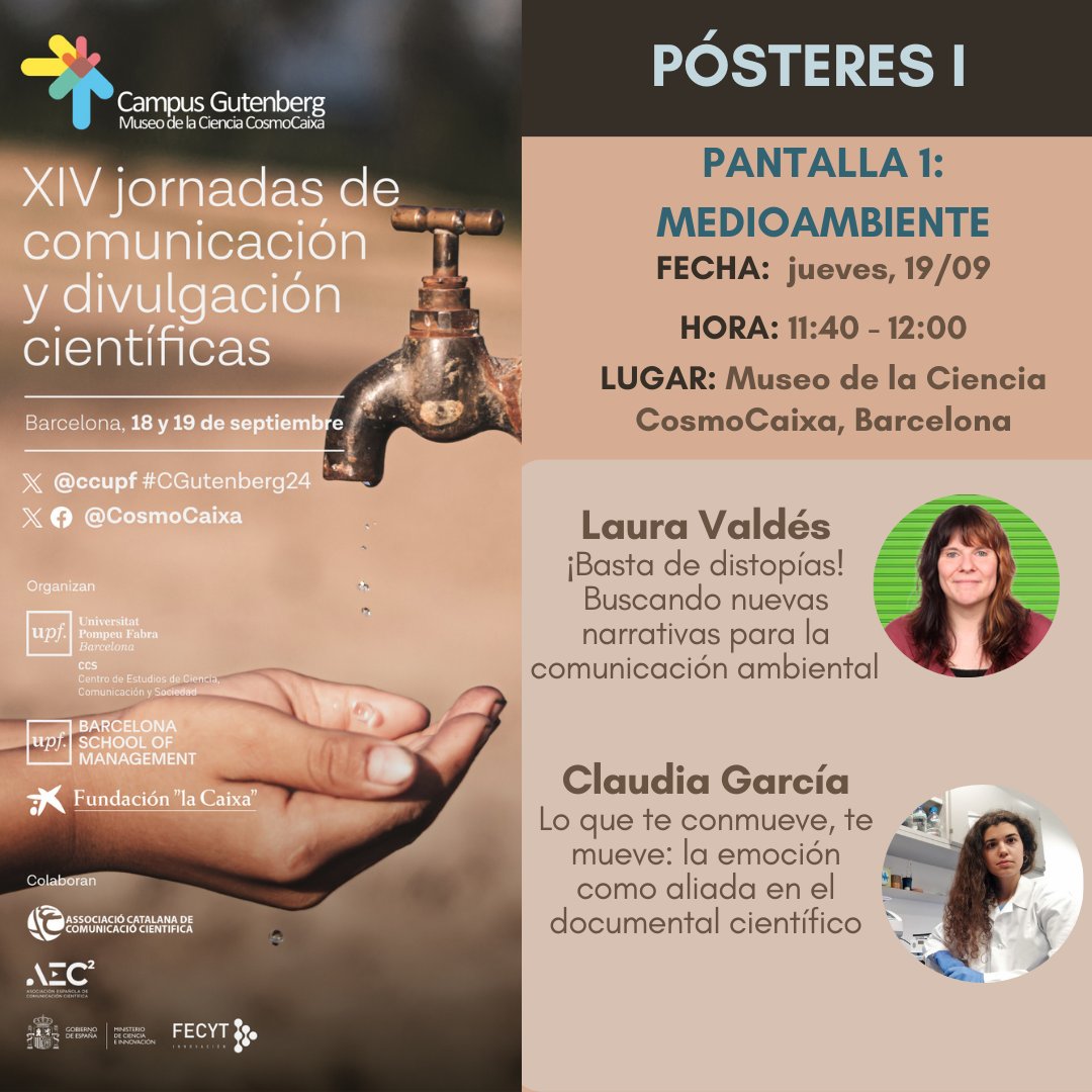 CCS-UPF (@ccupf) on Twitter photo 📢Participa en la sesión de pósteres "Medioambiente", en el #CGutenberg24 - <a href="/CosmoCaixa/">Museo de la Ciencia CosmoCaixa</a>
🗓 19/09 🕓 11:40-12:00 📍<a href="/CosmoCaixa/">Museo de la Ciencia CosmoCaixa</a>
✅¡Basta de distopías!, con Laura Valdés-<a href="/homunculos_des/">Ecopopía</a>
✅Lo que te conmueve, te mueve, con <a href="/Claudia_GarCb/">Claudia García Cobarro</a>
✍️Apúntate gratis 👉 //bit.ly/3z6MxAS 📢Participa en la sesión de pósteres "Medioambiente", en el #CGutenberg24 - <a href="/CosmoCaixa/">Museo de la Ciencia CosmoCaixa</a>
🗓 19/09 🕓 11:40-12:00 📍<a href="/CosmoCaixa/">Museo de la Ciencia CosmoCaixa</a>
✅¡Basta de distopías!, con Laura Valdés-<a href="/homunculos_des/">Ecopopía</a>
✅Lo que te conmueve, te mueve, con <a href="/Claudia_GarCb/">Claudia García Cobarro</a>
✍️Apúntate gratis 👉 //bit.ly/3z6MxAS