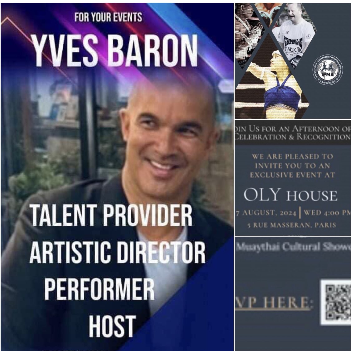 yvesbaron's tweet photo. ON WEDNESDAY AUGUST 7 TH 2024
I LL HAVE THE HONOR TO ALSO SING THE INTERNATIONAL MUAY THAI / THAI BOXING ANTHEM https://t.co/bVM2BIfX2O

FROM 4 PM AT THE OLY HOUSE PARIS FOR THE OLYMPICS PARIS 2024 
REGISTER HERE  : yvesbarontenor@gmail.com
OR BY SCAN 

EVENT STARTS FROM 4 PM https://t.co/k37KcBJZdz