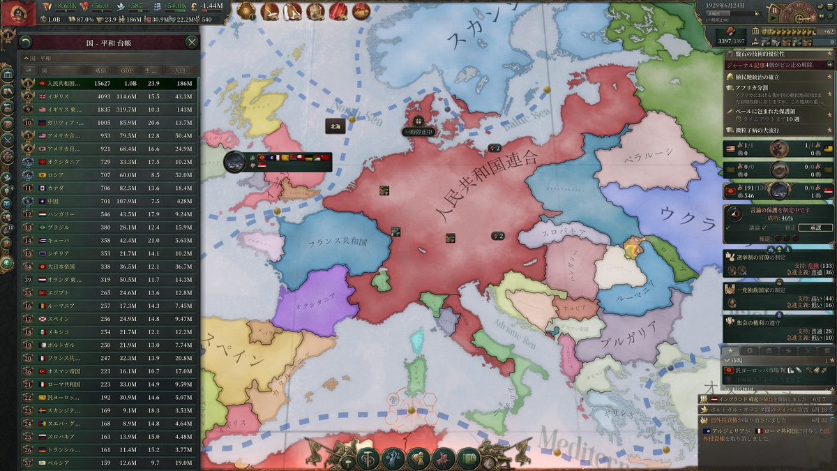 Victria3、ドイツでGDPビリオン突破
最新バージョンでも行けるんだなぁ