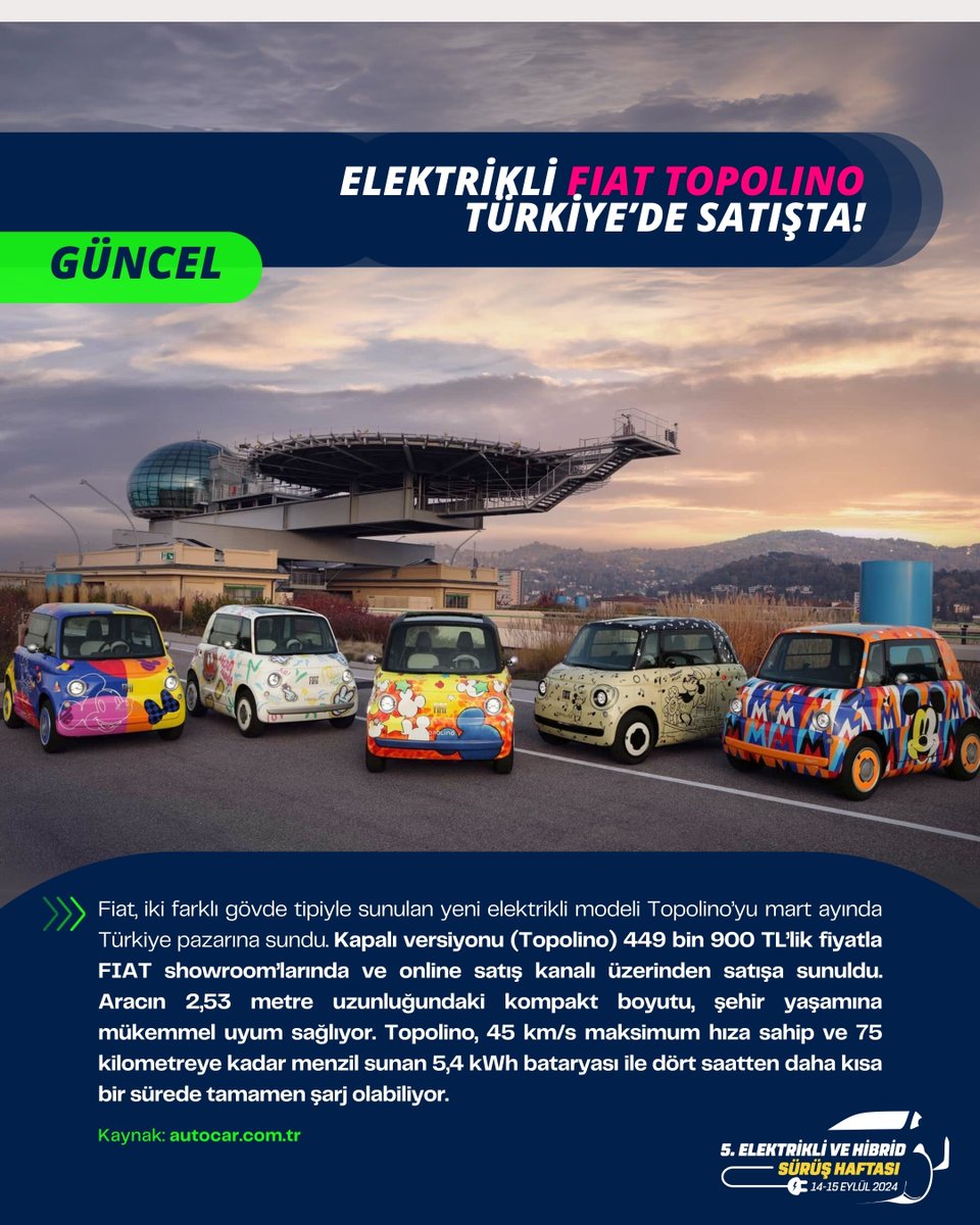 EHaftas's tweet photo. ''Yeni Fiat Topolino: Şehir Hayatında Yenilik ve Zarafet'' 🚗

@ehcars #elektrikliaraç #elektriklisürüşhaftası #elektrikliaraba #electriccars #şarjistasyonu @fiat_tr @fiattopolinotr #fiat #fiattopolino https://t.co/jjjLfUHvF6