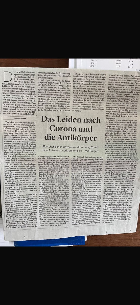 Artikel zu Long COVID und geplanter Studie von <a href="/C_Scheibenbogen/">Carmen Scheibenbogen</a>