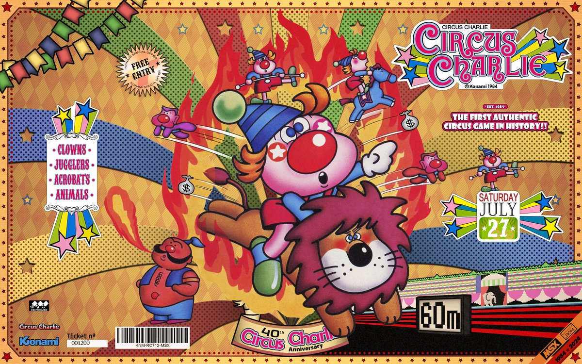 • Circus Charlie / サーカスチャーリー • [MSX] 
Konami, 1984
(Edición 40 Aniversario)

Tamaño: 1920x1200 - PNG
deviantart.com/kontxouso/art/…
#MSX #Konami