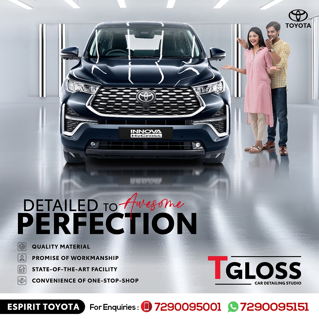 Espirit_Toyota's tweet image. Your car can look better than ever before with a touch of 𝗧 𝗚𝗹𝗼𝘀𝘀. Detailed to #awesome perfection, #TGloss features a host of detailing services for your car at every stage of your car ownership journey.🚘

To know more, Visit our #EspiritToyota showroom.

#ToyotaIndia