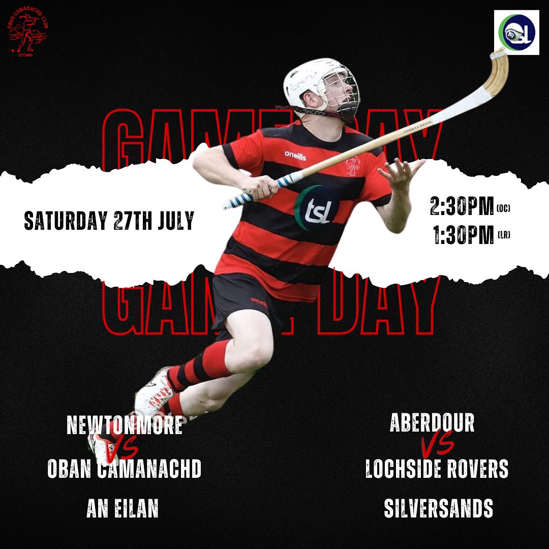 Today 🏑🏑

#WeAreTheObanCamanachd🔴⚫️ 

@ShintyCentral 
<a href="/camanachd/">Shinty</a> 
<a href="/NCamanachd/">Newtonmore Camanachd</a> 
<a href="/aberdourshinty/">Aberdour Shinty Club</a> 

Sponsored by: <a href="/TSL_Ltd/">TSL</a> 🟢🔵
