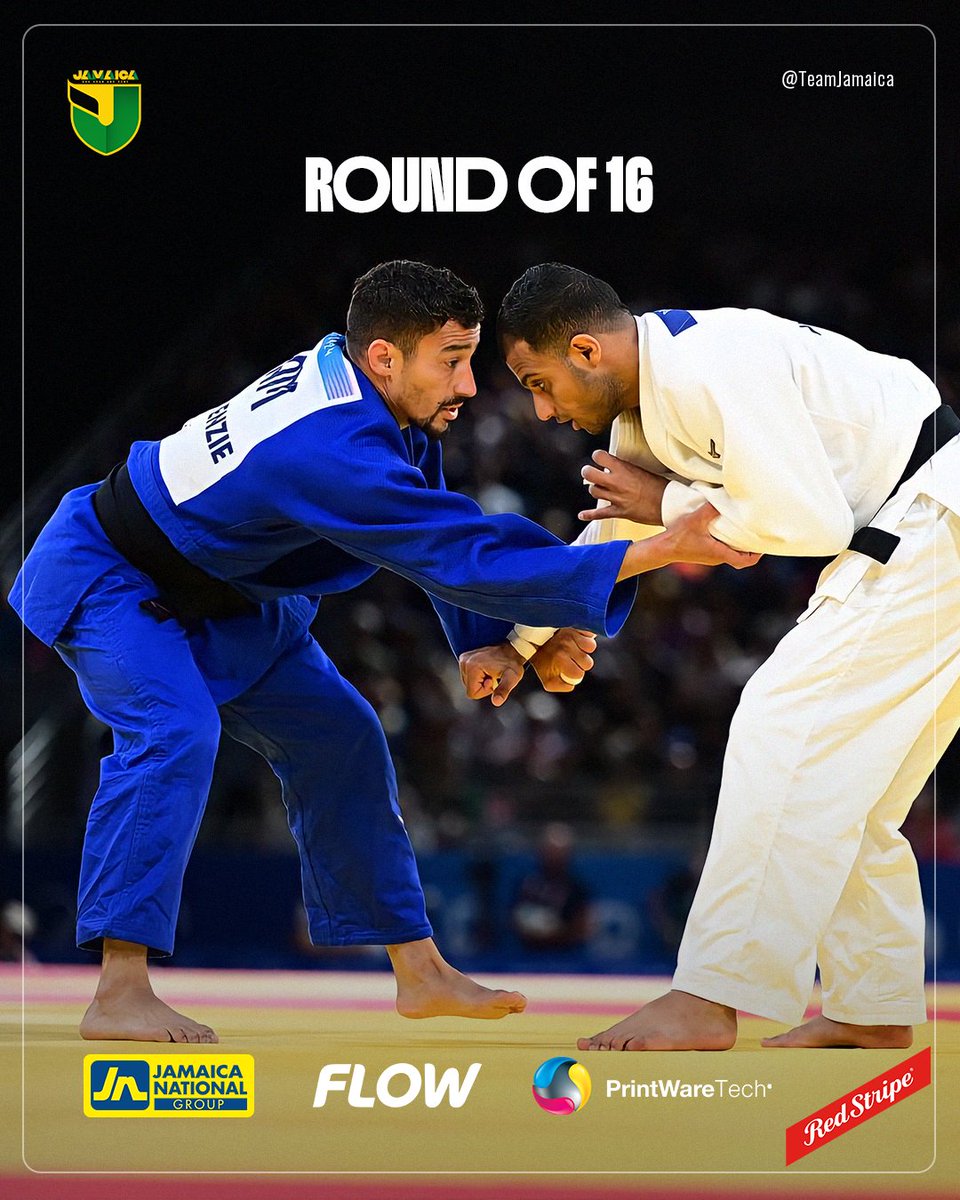 Team Jamaica (@teamja876) on Twitter photo Ashley McKenzie 🇯🇲 through to them Men's Judo 60KG Round of 16 after defeating Hesham Makabr of Yemen 🇾🇪 10 - 0 💪🏾🖤💚💛
Powered by <a href="/jnbanklimited/">JN Bank</a> | @redstripe |<a href="/FLOWJamaica/">FLOW Jamaica</a> | <a href="/PrintWareTech/">PrintWare Tech</a>
#ParisOlympics2024 #TeamJamaica #GuhHaadAndDone Ashley McKenzie 🇯🇲 through to them Men's Judo 60KG Round of 16 after defeating Hesham Makabr of Yemen 🇾🇪 10 - 0 💪🏾🖤💚💛
Powered by <a href="/jnbanklimited/">JN Bank</a> | @redstripe |<a href="/FLOWJamaica/">FLOW Jamaica</a> | <a href="/PrintWareTech/">PrintWare Tech</a>
#ParisOlympics2024 #TeamJamaica #GuhHaadAndDone