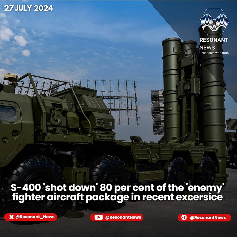 Resonant_News's tweet image. 🇮🇳 #India&apos;s recently acquired #Sudarshan #S400 air defence missile system achieved a major success in a recent exercise where it &apos;shot down&apos; 80 per cent of the &apos;enemy&apos; fighter aircraft package while forcing others to retreat, aborting their missions.

The exercise was carried out…