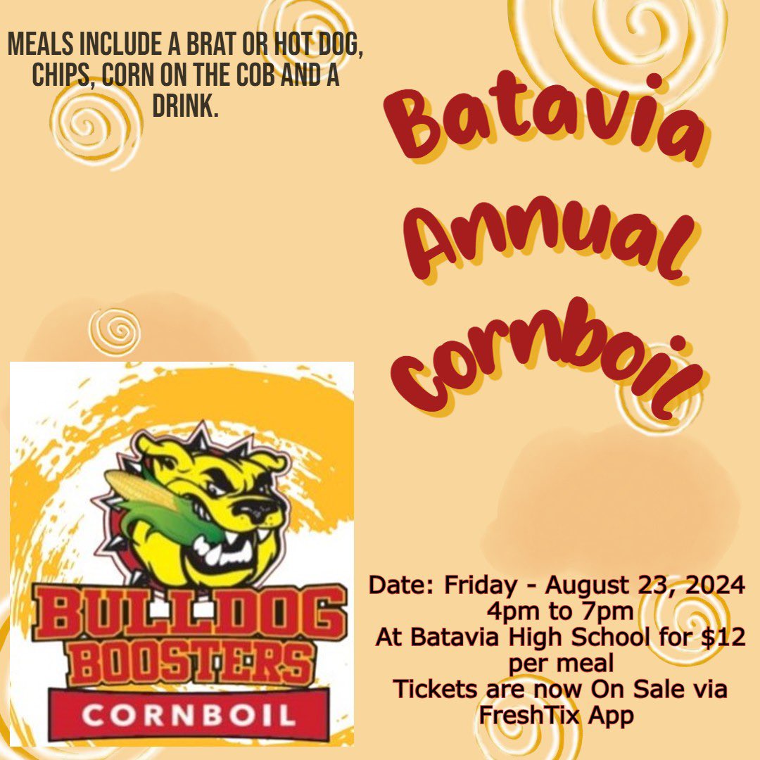 Get those meat tickets in advance. Go to the Booster website.  bataviabulldogboosters.org  This year tickets will be online redeemable on your smartphone.  You can purchase for your family and then send the tickets electronically so they can redeem them when they want.