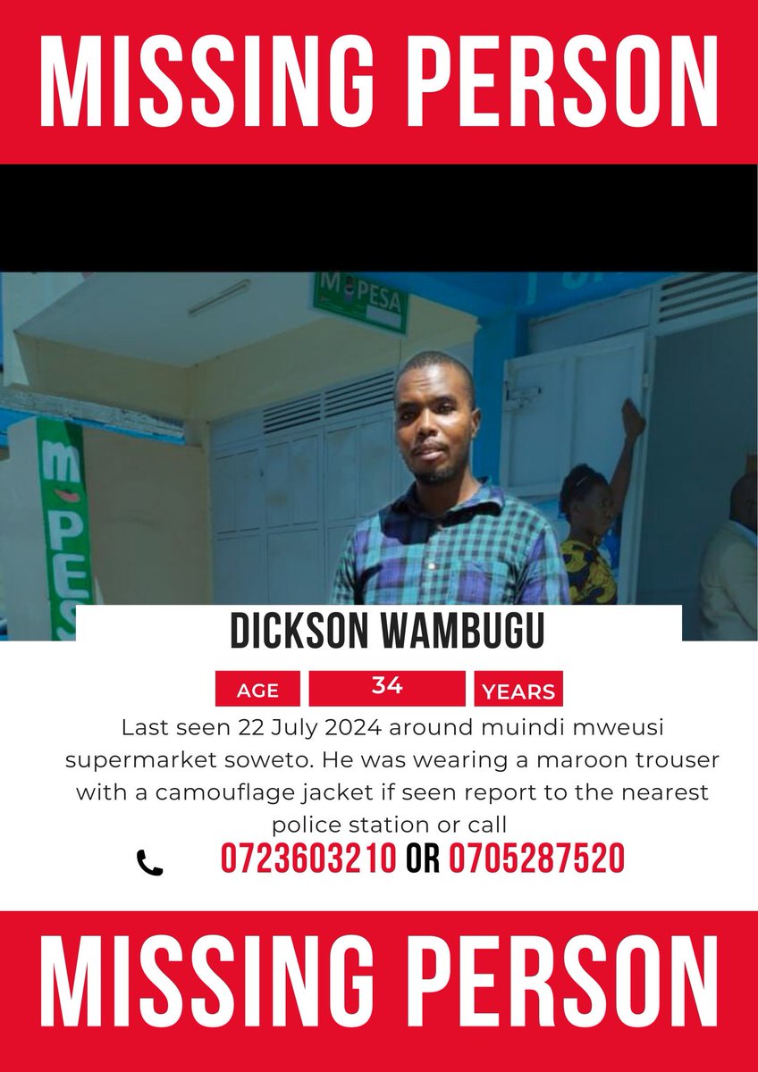 itsMJ_Ke's tweet photo. This is DICKSON WAMBUGU who went missing on 22nd July. He was last seen around muindi mweusi Soweto ( Kayole ) 
 let's amplify,we need DICKSON back https://t.co/tZ1668yPxS