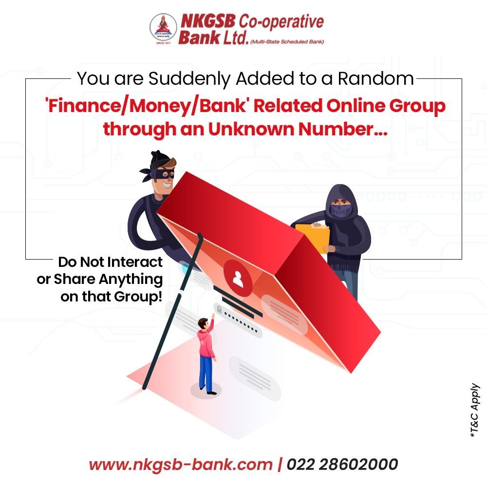 NkgsbBank's tweet photo. Stay cautious online! Don't engage with suspicious groups; prioritize your online safety at all times. Remember, legitimate financial institutions won't add you to groups without your consent, so remain vigilant against potential scams or phishing attempts.

#NKGSB #NKGSBBank https://t.co/EPNceoEd2l
