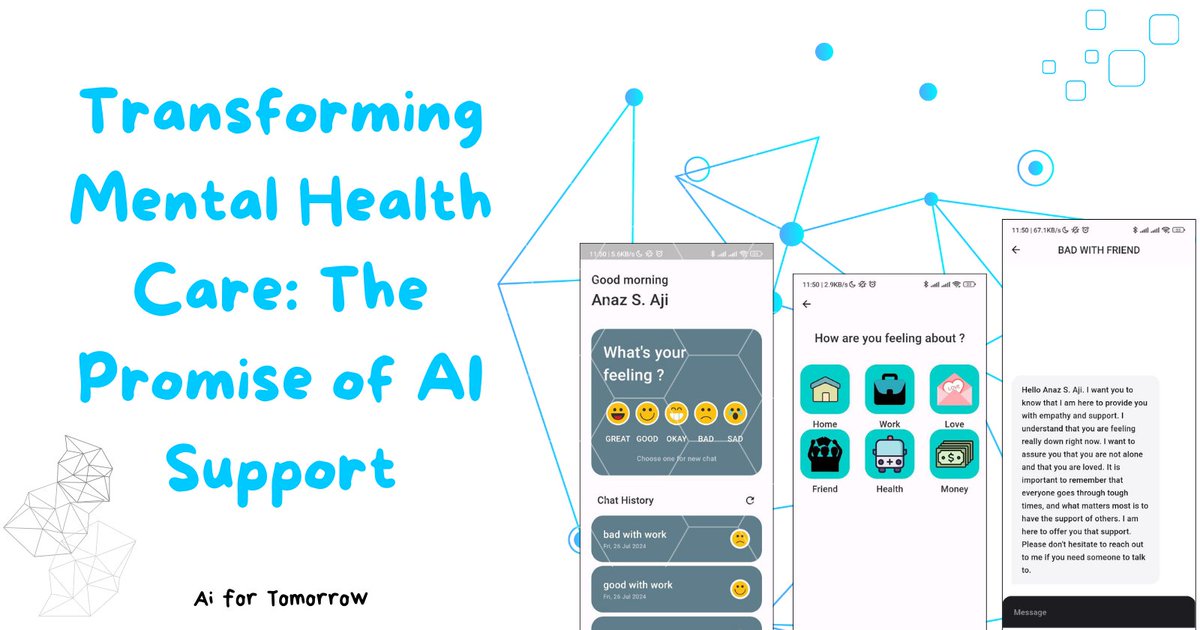 AjiAnaz's tweet image. Transforming Mental Health Care: The Promise of AI Support

ajianaz.dev/transforming-m… 

#AiForTomorrow #AI #opensource 
@hashnode