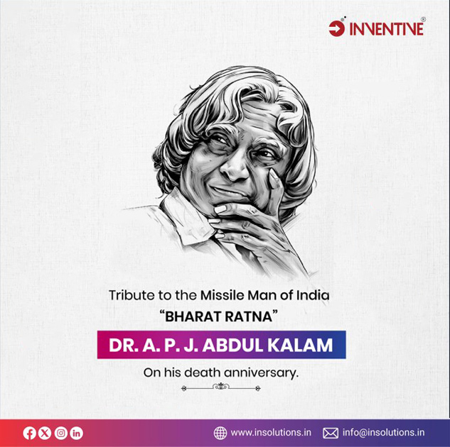 InventiveSoft's tweet photo. Dr. APJ Abdul Kalam's life was a testament to the power of dreams, hard work, and perseverance. As we remember him today, let us strive to live by his ideals and work towards a better tomorrow.

#drapjabdulkalam #deathanniversary #missilemanofindia #legend #tribute #inventive https://t.co/vacEM3rJKX