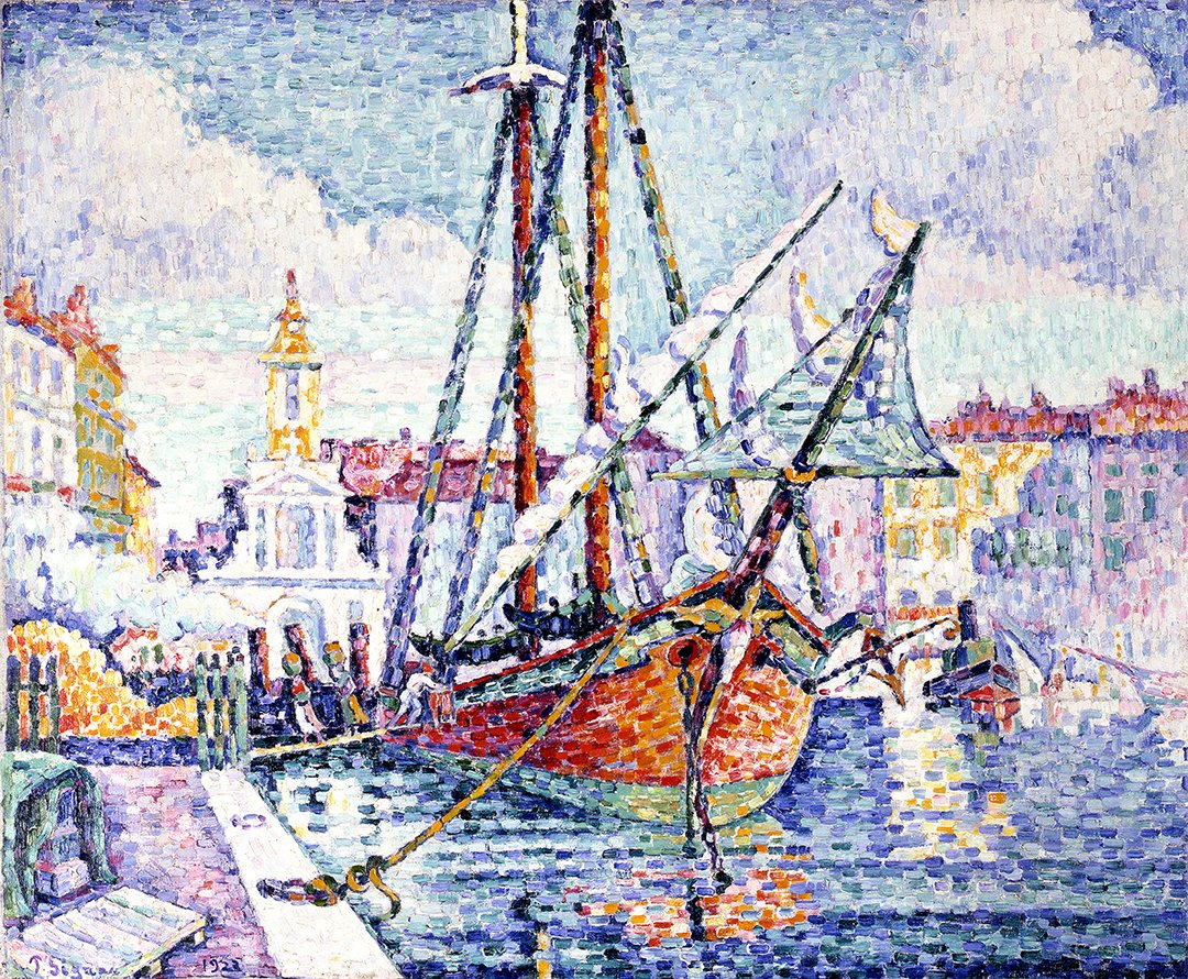 今日の作品は、新印象派のポール・シニャック《 オレンジを積んだ船