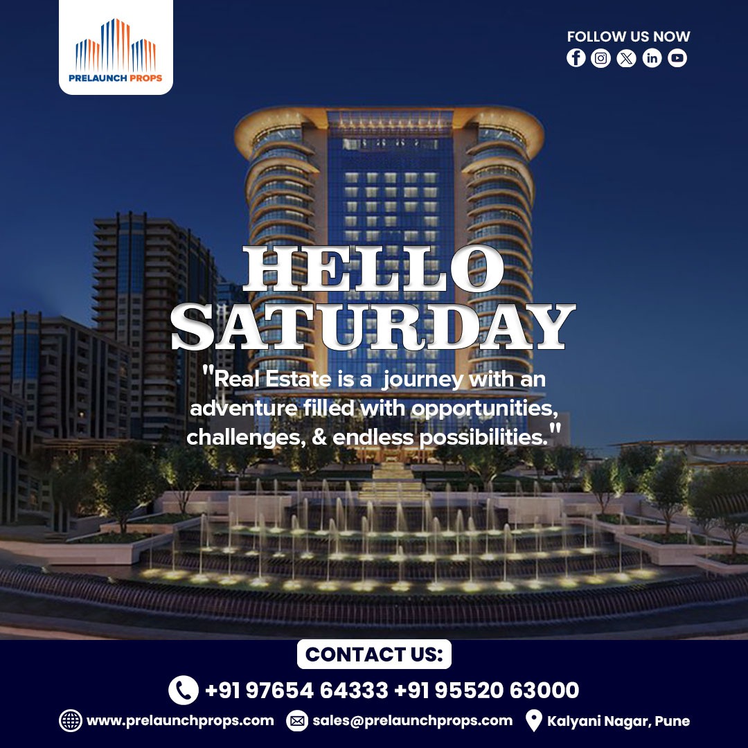 prelaunch_props's tweet image. Enjoy your Saturday! Use this day to recharge and prepare for another week of making dreams come true.

#prelaunchprops #LeaseOpportunity #pune #luxuries #businessspace
