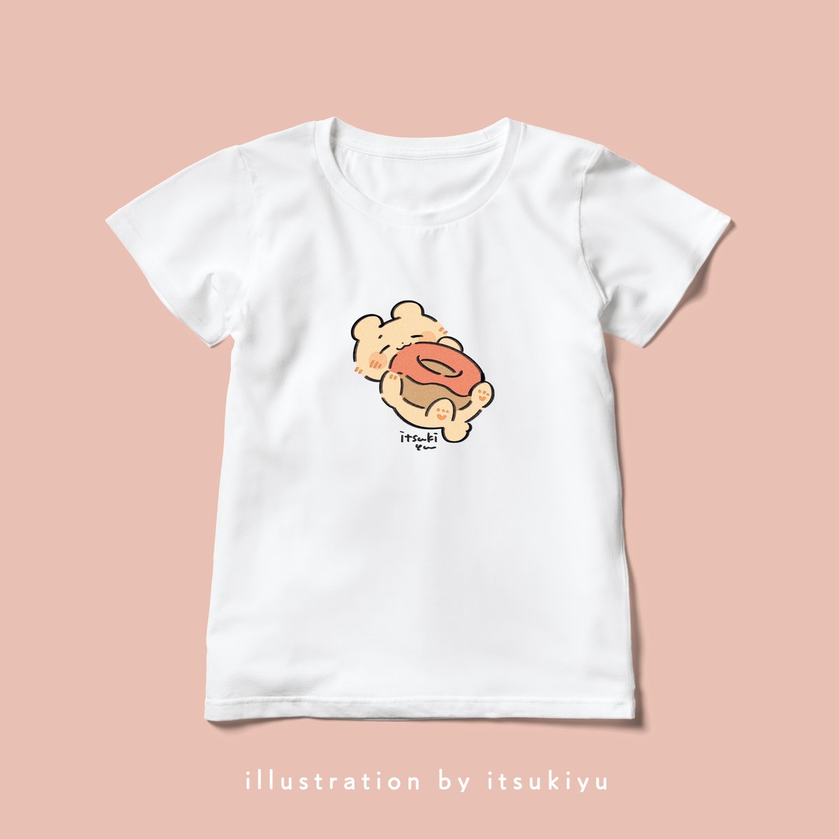 「くまちゃんTシャツをつくりました!  レディースサイズ  -もぐもぐ-  -すや」|いつきゆう*4/23原宿イベントのイラスト