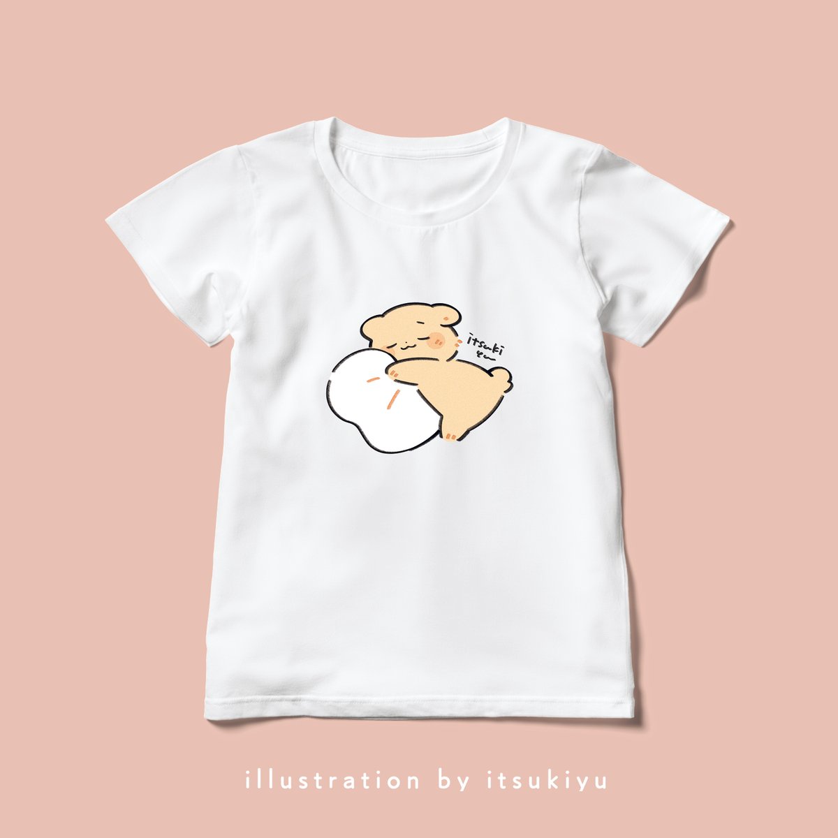「くまちゃんTシャツをつくりました!  レディースサイズ  -もぐもぐ-  -すや」|いつきゆう*4/23原宿イベントのイラスト