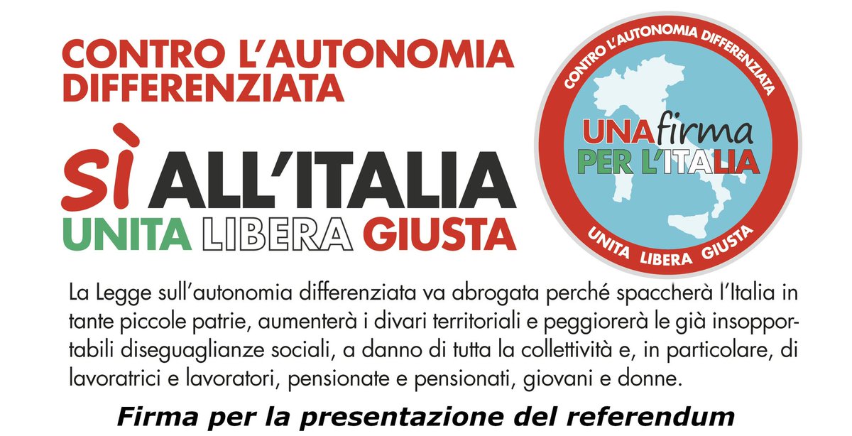 EvaFabio's tweet photo. #27luglio

Non trovi il banchetto di raccolta firme❓
No problem❗️

Da oggi è attiva la piattaforma online per sottoscrivere il #referendum per abrogare la legge sull’ #Autonomia #Differenziata che divide il Paese… 

https://t.co/Hz2LJebOqL https://t.co/wA5OQO9wv8