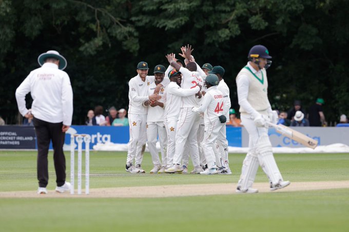  Zimbabwe fight back to leave Test against Ireland finely poised. 📹 Credits: Twitter/ZimCricketv