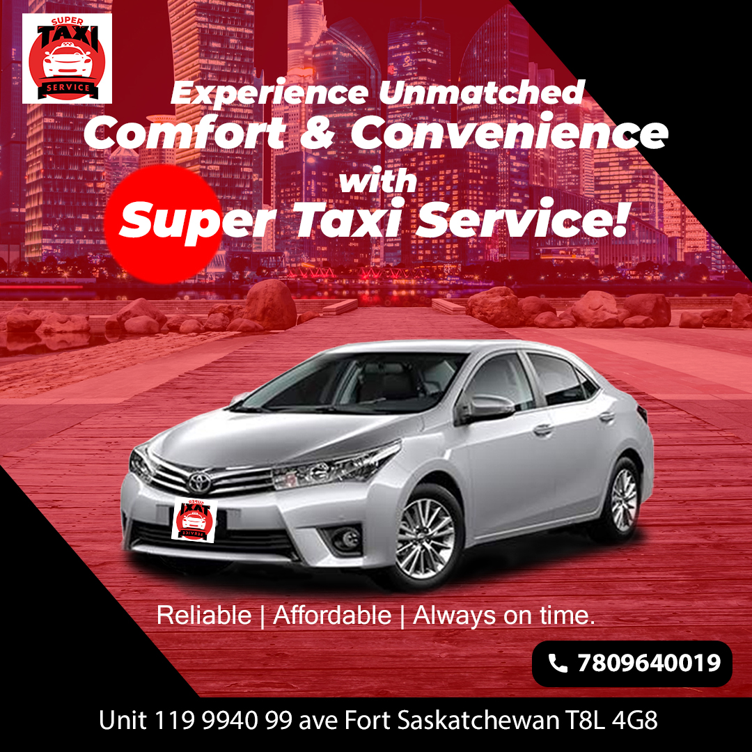 Supertaxiservic's tweet image. Experience the epitome of reliable, affordable, and punctual transportation. 

Book your ride now 
🌐Website - supertaxiservice.ca
📞 Call us:7809640019

#reliableride #fortsaskatchewan #gettherefast #saskatchewan #supertaxi #supertaxiservice #canada