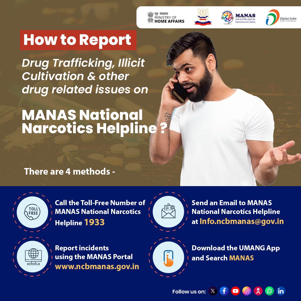 GoI_MeitY's tweet image. #MANAS National Narcotics Helpline

Save the post to know the four ways in which you can report drug related issues👇🏻

🔗 ncbmanas.gov.in

#DigitalIndia @GoI_MeitY @PIBHomeAffairs @DigitalIndiaCrp @narcoticsbureau