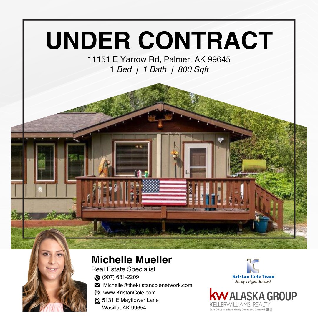 KristanColeTeam's tweet photo. Now Under Contract! 

Thinking of selling or buying a home? Please call or message Michelle Mueller today!

☎️ (907) 631-2209 
📧 Michelle@thekristancolenetwork.com
🌐 https://t.co/6TGrsaoiaC

Know the value of your home
👉 https://t.co/D4ifkEOSB9

#RealEstateGoals https://t.co/fRBwjmPsjI