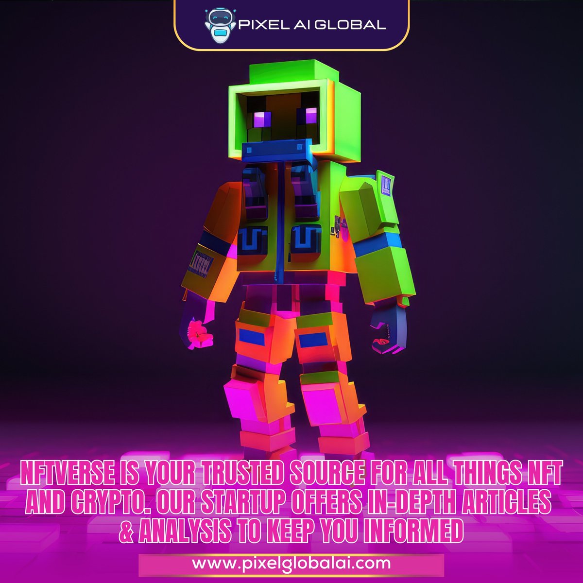 PixelGlobalai's tweet photo. NFTVerse is your trusted source for all things NFT and crypto.
Our startup offers in-depth articles and analysis to keep you informed.
Discover how digital assets can transform your financial future.
#NFTs #Crypto #FinanceArticles #DigitalAssets #FutureFinance https://t.co/LJtkfvHTuo