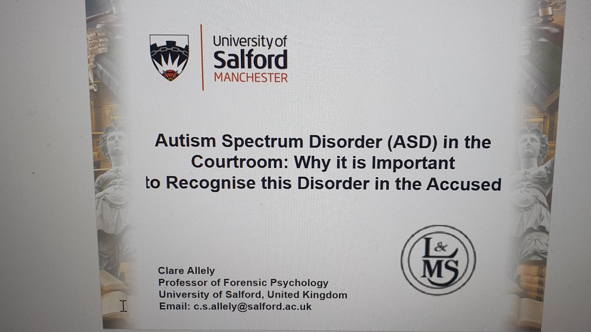 Really enjoyed doing three presentions at the International Academy of Law and Mental Health conference in Barcelona. First one on 'Autism Spectrum Disorder (ASD) in the Courtroom: Why it is Important to Recognise this Disorder in the Accused'.