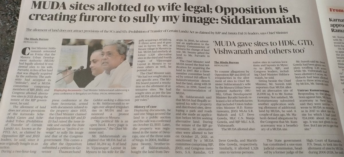 BJYMPNagar's tweet photo. First #Dalit CM of #Karnataka in history who gives cleanchit to his wife, the case is still under investigation from his chosen investigation team. Why, Balak Budhi @RahulGandhi
Silent?
#MudScam ಸದನದಲ್ಲಿ ಚರ್ಚೆಗೆ ಹಿಂದೇಟು ಹಾಕಿ ಹೊರಗಡೆ ಅದರ ಬಗ್ಗೆ ಮಾತನಾಡುವುದು ಎಷ್ಟರಮಟ್ಟಿಗೆ ಸಮರ್ಥನೀಯ? https://t.co/bAFijTOE4z