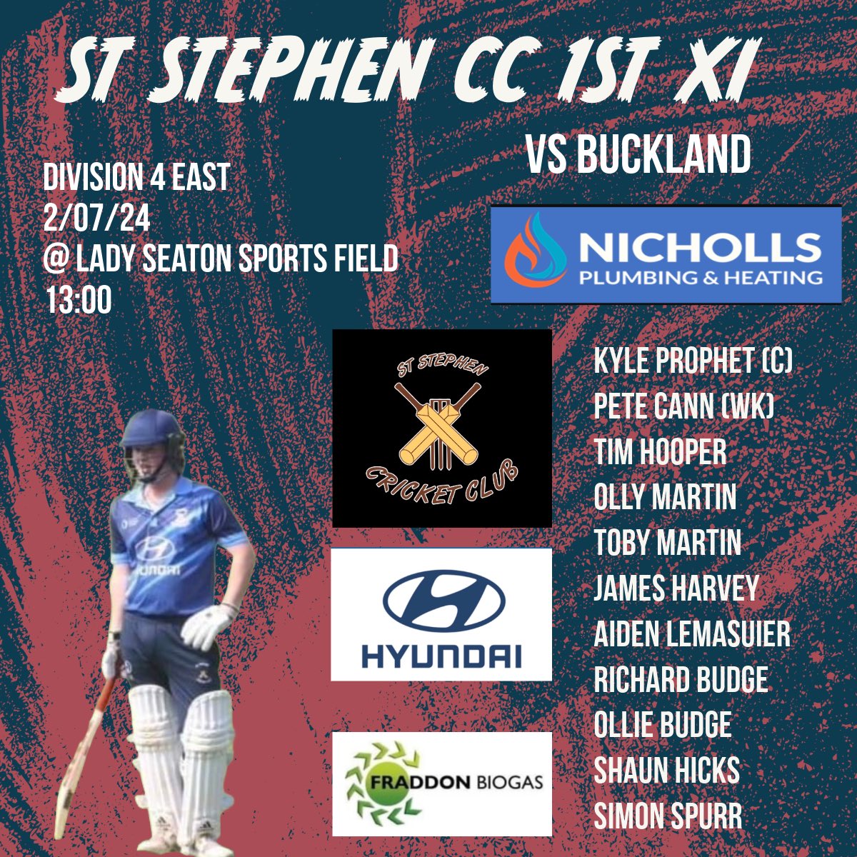 1st XI to face <a href="/buckland_cc/">Buckland Monachorum CC</a> this afternoon 

<a href="/cornwall_league/">Cornwall Cricket League</a> 
<a href="/swsportsnews/">South West Sports News</a> 
<a href="/PLsportsnews/">PlymouthSportsNews</a>