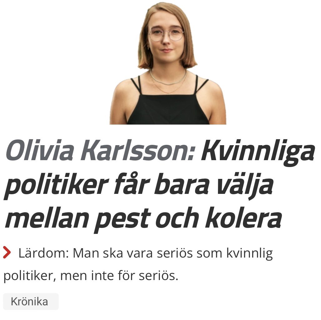 Kvinnor och män bedöms inte på samma grunder i politiken. Om detta skriver jag i dagens krönika. In och läs den på SN: sn.se/ledare/kronika…