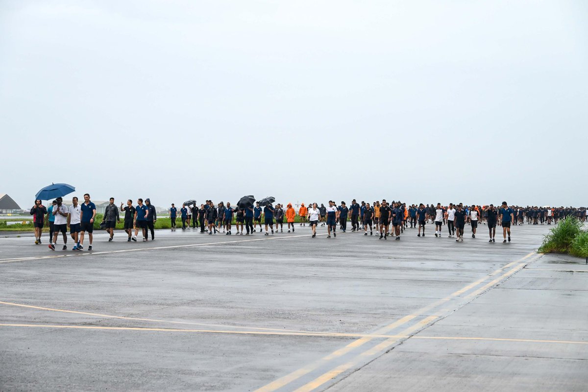 IN_GNA's tweet photo. All personnel participated in Health Walk in the drizzling weather of Saturday morning.

#Synchronised Small Strides  towards fitness https://t.co/bpfTaMLNHs